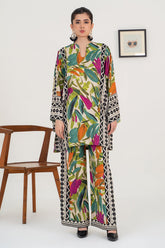 2-PC Printed Raw-Silk Shirt with Trouser CPM-3-281